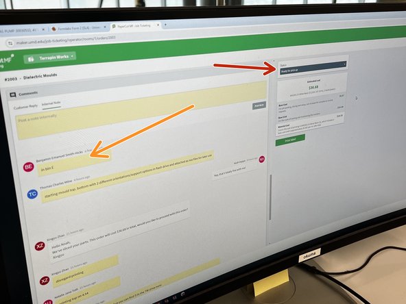 Mark the order as &quot;Ready for Pick-Up.&quot;