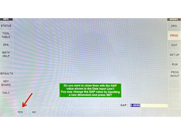 When it prompts you whether you would like to close lines with GAP value select YES.