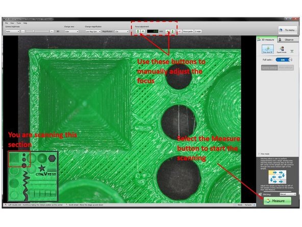 Set the part so that the top left of the part is shown in the screen (As shown in the first figure)