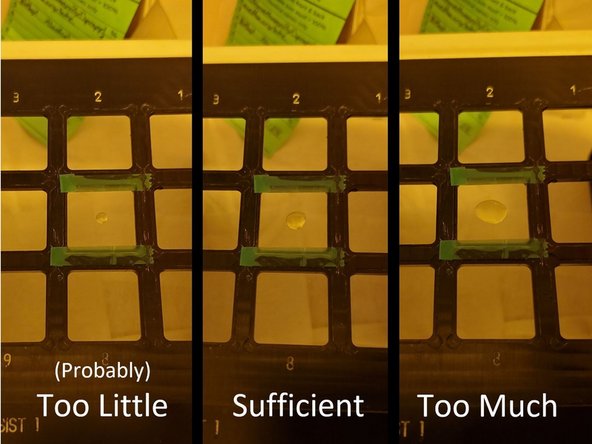 Only put enough oil/photoresist on the bottom of the slide as you need. Using more that one or two drops can cause the substrate to drip while it is in the Nanoscribe.