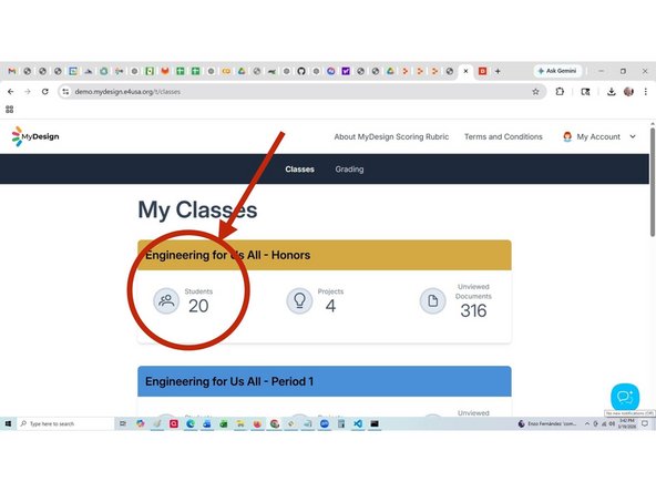 Navigate to My Classes in the e4usa MyDesign®  Stand-Alone Version