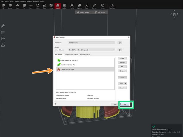 Select your desired print profile