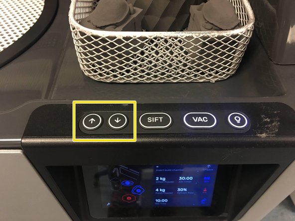 You may also use the manual Up and Down buttons on the right side of the Sift to unpack the powder cake