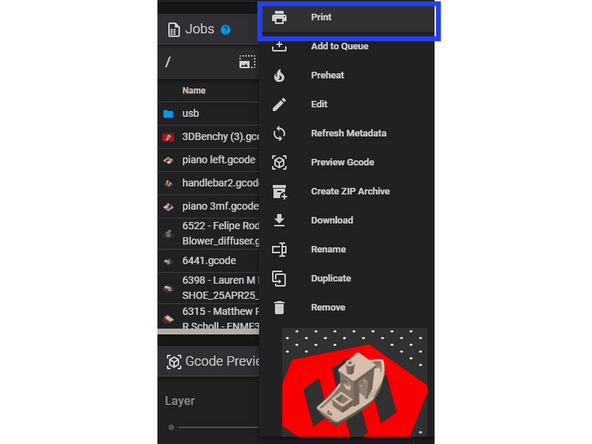 To do this, you first need to type the IP address of the printer into your browser search bar while on the AFL wifi. This will cause the Fluidd print dashboard to appear.