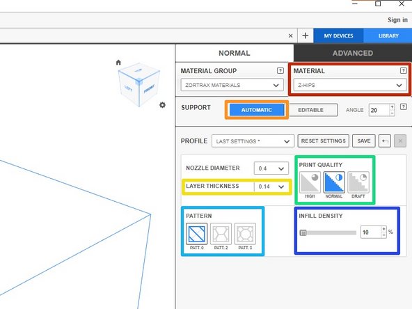 Select the correct material from the drop down menu