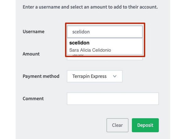 Enter the customer's name or Directory ID and select their name from the &quot;Username&quot; drop down