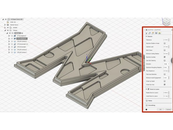 Start an adaptive clearing and select the #7 - 6mm flat end mill. Once again, feeds and speeds are already set for the tool.