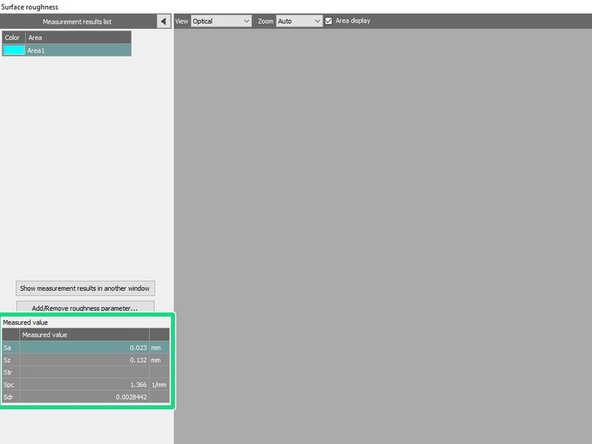 Select Add an area in order to select the area to measure