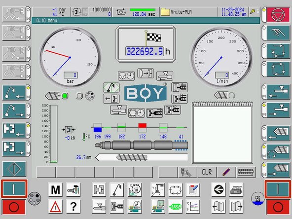 Turn on both the oil and screw heaters.