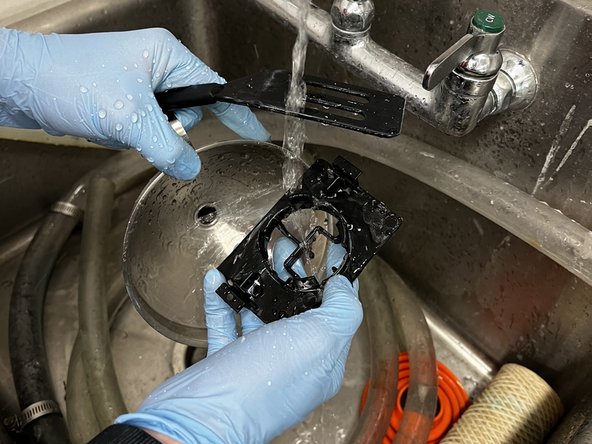 Clean all tools in the sink with soap and water. Make sure there is no resin left on the tools.