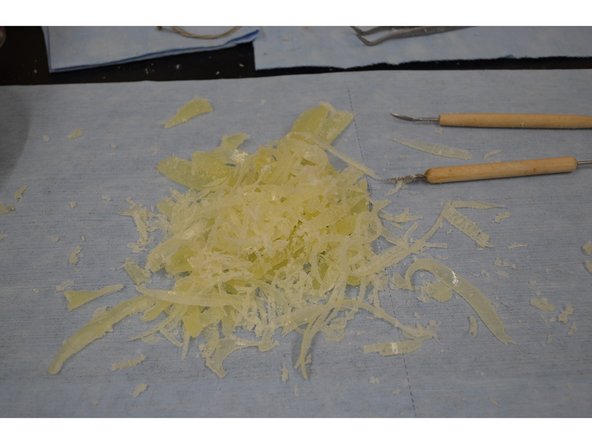 When done, collect all support material onto the paper towels you laid out early and through them away in the nearby trashcan.