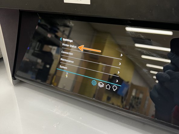 Tap &quot;Printer Status&quot; to bring up information about the cartridge and the tank.