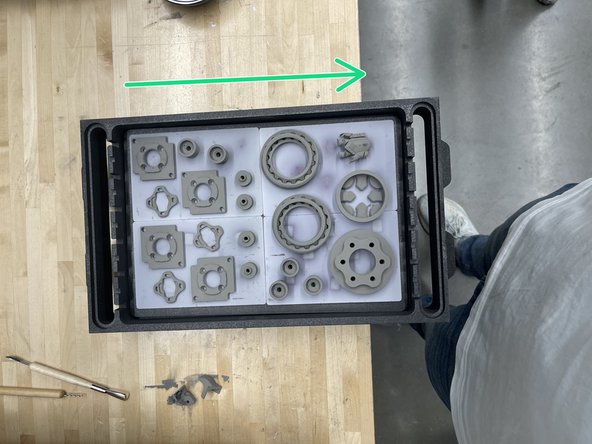Parts that are weighed can be transferred from the scale to the prepared retort ring
