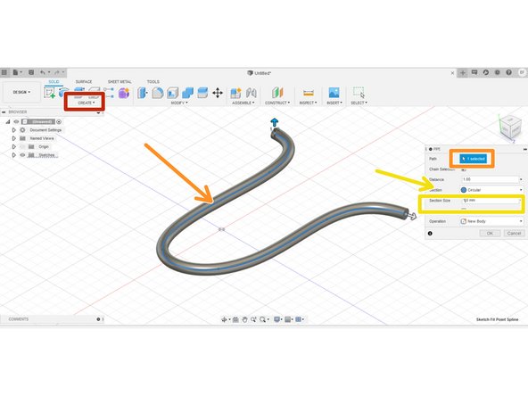 The pipe tool creates a solid by sweeping a basic shape through a specified path. The pipe tool is just a special type of a sweep; in a sweep tool rather than using a basic shape, the user creates a profile in a sketch.