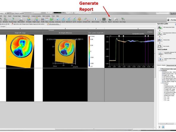 You can go back to the analyzer window by selecting the Ok button on the lower right of the comparison window
