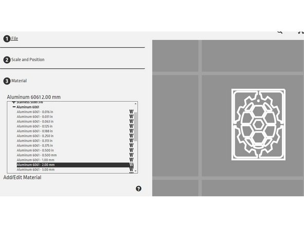 Select the &quot;+&quot; for your category, then select your material, and final choose the settings for your thickness. This can be in inches or millimeters, regardless if your model units