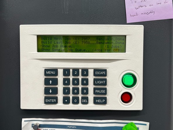 With the oven door closed, select Build Job from the main menu on the control panel