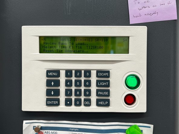 Navigate to the next page in the changeover process by choosing Select Materials/Tips..