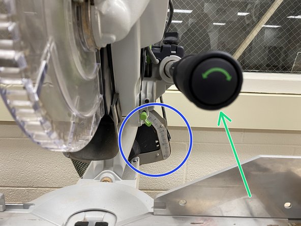 Then twist the handle on the front of the saw to move the saw to the desired direction and angle.