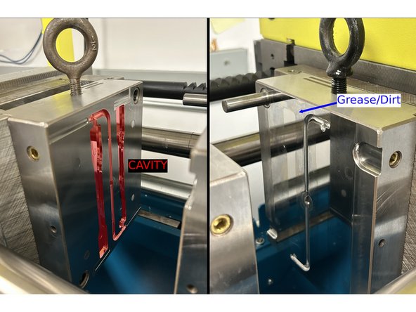 Using a paper towel, clean the mold surfaces and crevices with IPA to remove any present grease or dirt.