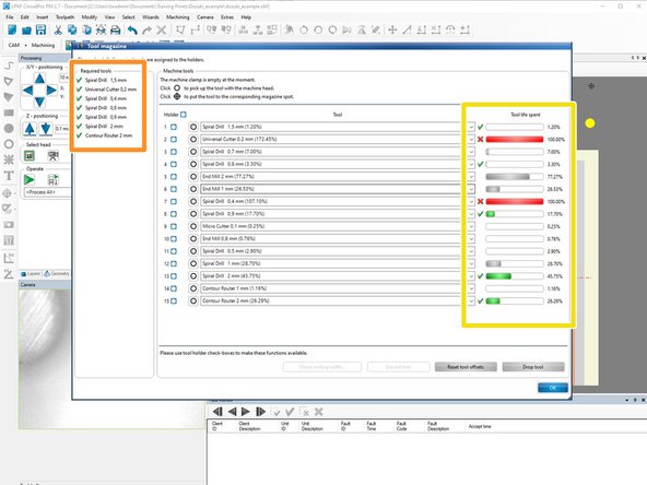 Tools are listed on the left