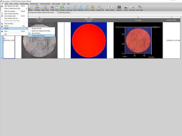 There are multiple ways to export the data of an individual scan (image 1)