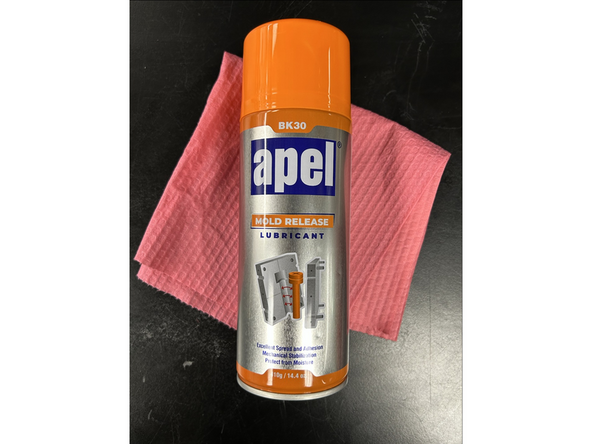 Apply Mold Release to a paper towel and spread a small amount across the mold cavity and faces to ensure parts come out easily.