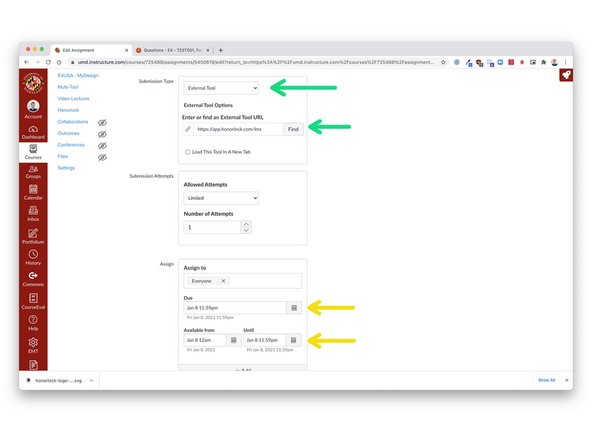 Students can see the exam by opening the Honorlock navigation item in their course.