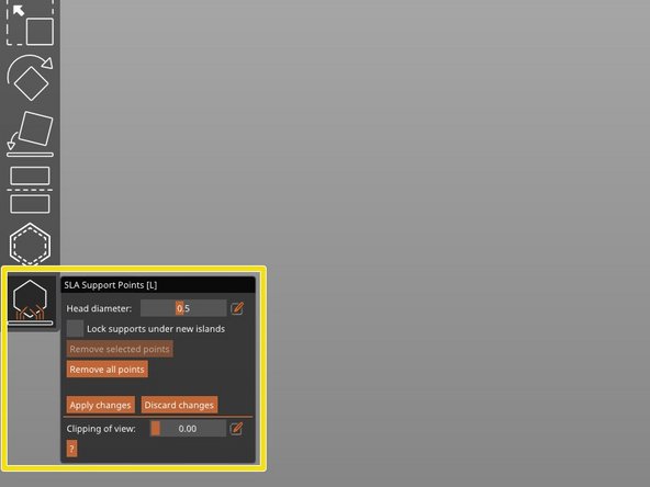 If you press &quot;Manual editing&quot; under &quot;SLA Support Points&quot; you can manually add or remove support points and also change the support point size.