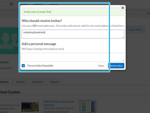 The following screen will pop up where you can invite people
