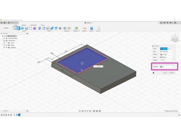For the body we are extruding, be sure sure to select the inside of the rectangle we drew in step 6