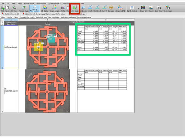 The Avg. Step tool can be accessed by clicking the &quot;Avg. Step&quot; block on the top toolbar.