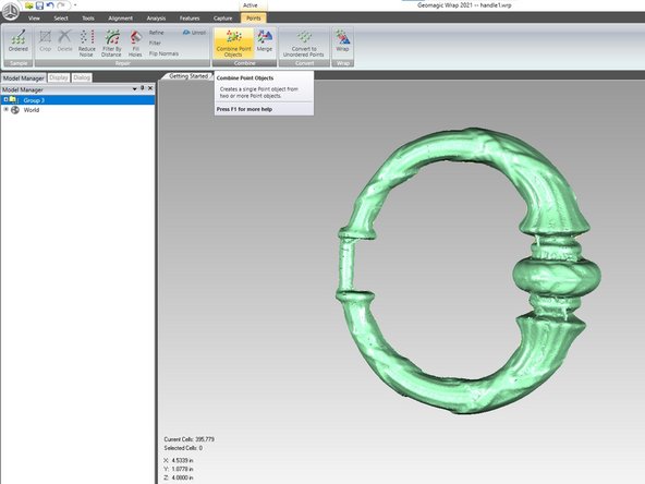 Combine the point objects to create a single object out of your scans