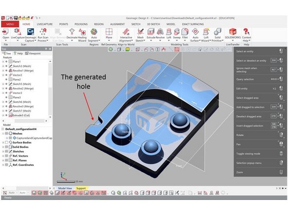 For the sketch you can either use the front plane or generate another plane on the base of the hole