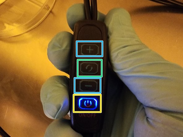 Use the buttons on the right to turn on the lights and configure them as needed.