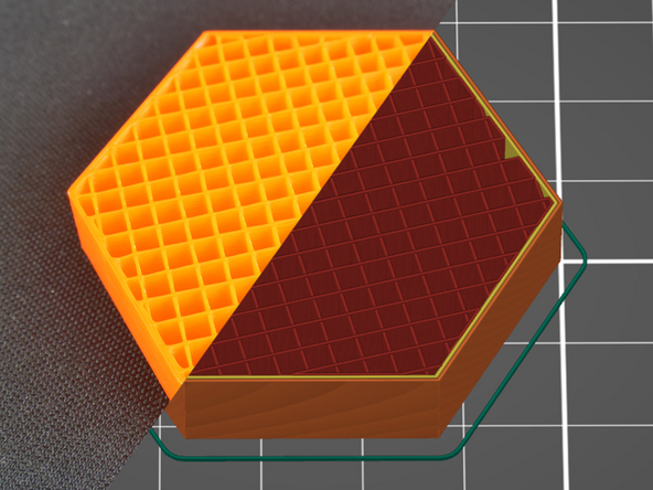The density is displayed as a percentage, corresponding to the ratio of material to void. A print with 100% infill density would be solid, a print with 0% infill density would be hollow.