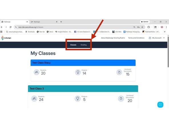 My Classes is the landing page for teachers when logging in