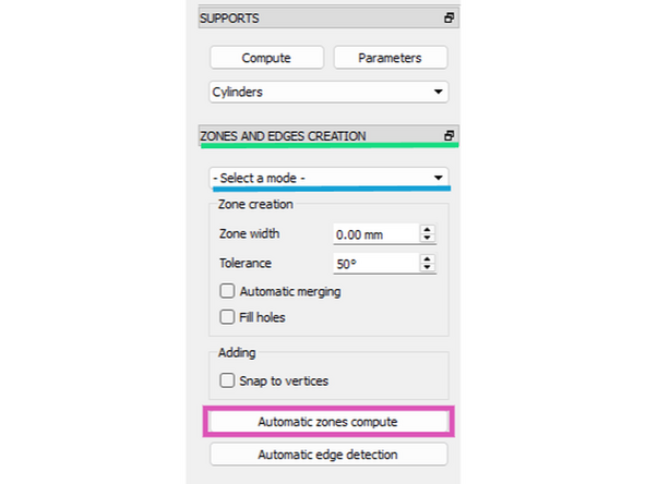 This is the supports menu and is how you modify support structures and support locations on the part.