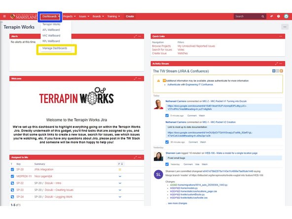 The last helpful page are the dashboards which is what you'll see on the display screens at each lab.