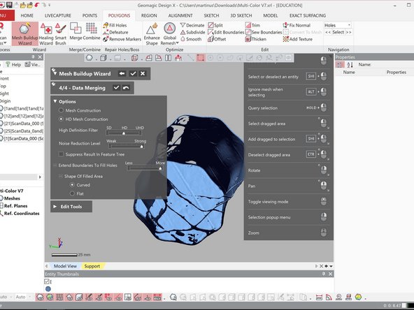 Use HD Mesh Construction for merging the scan results