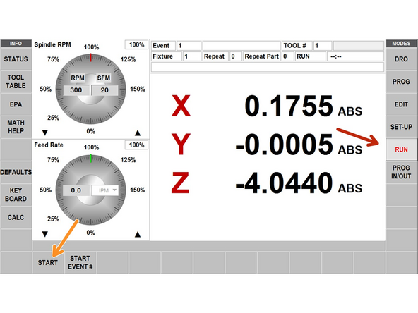 BEFORE you begin running the program, ensure that in DRO mode you set the zero of the trak to the zero you defined while programming the part and set the Z zero of the part to the surface of the piece.