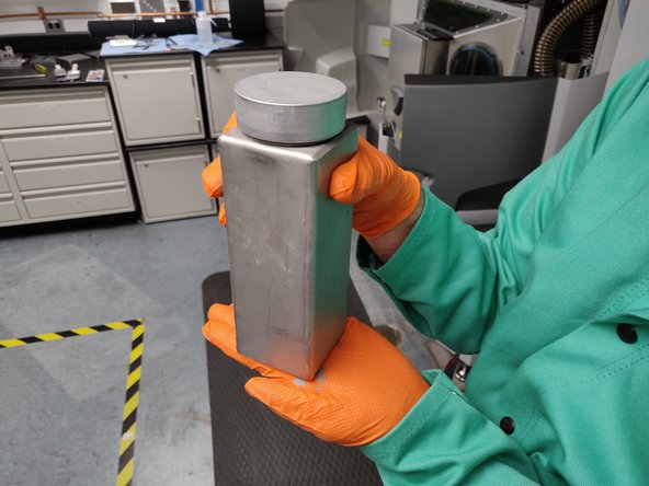 Powder must always be in a canister with the lid secured when transferring