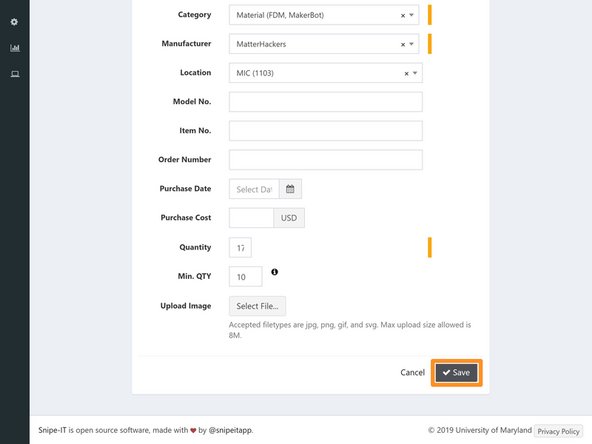 If the Quantity falls at or below the Min. QTY, slack the LC of the Lab and inform them