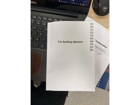 This guide is just a general overview, for more specific instructions, please refer to the &quot;T-8 Getting Started&quot; Booklet for more detailed information on the basic setup.