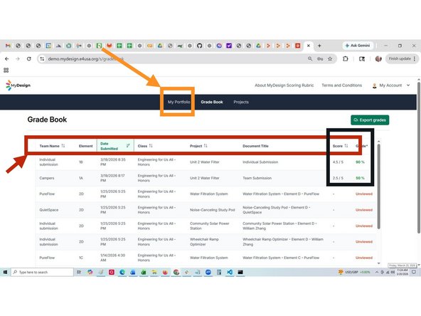 Navigate to the student  Grade Book screen