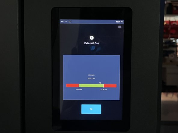 Sometimes the gas pressure will become out of range - the furnace requires 17-20 psi of forming gas throughout the process