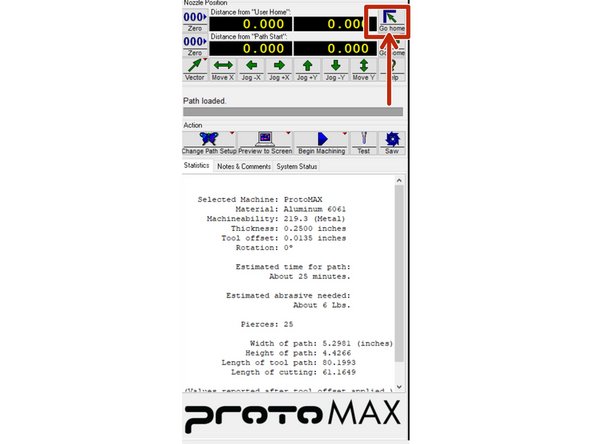 After importing the part reset the home position of the nozzle by clicking the button indicated in the picture