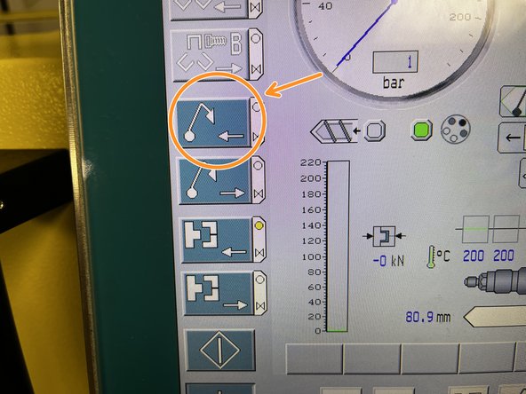 Once you've confirmed that ejector pins work press &lt;- Ejector icon to bring the pins to retract ejector pins.