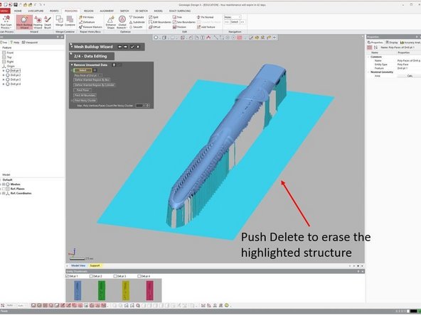 You can delete the highlighted structure by push the Delete button
