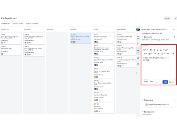 Immediately after a charge has been placed, the project manager should message the client with confirmation of payment via the ticketing system.